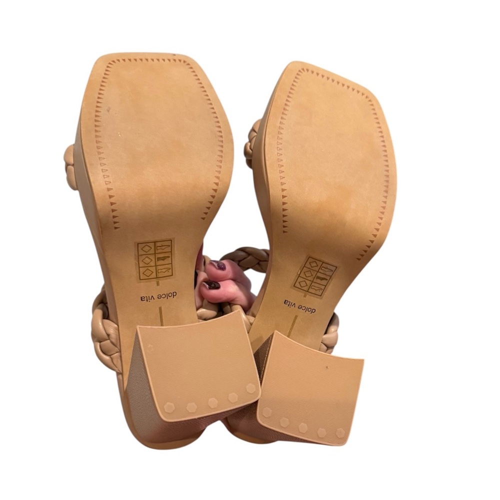 Dolce Vita Ashby Braided Double Strap Slip On Heeled Sandals Cafe Color Size 10 - Picture 4 of 4